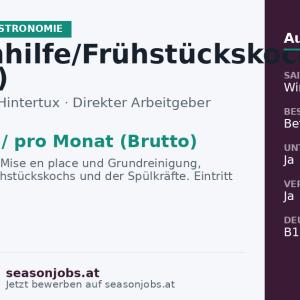 Küchenhilfe/Frühstückskoch (m/w/d) — Tux, Tirol
