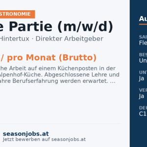 Chef de Partie (m/w/d) — Tux, Tirol