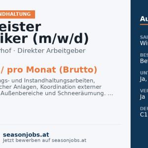 Hausmeister /-techniker (m/w/d) — Gerlos, Tirol