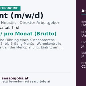 Tournant (m/w/d) — Neustift im Stubaital, Tirol