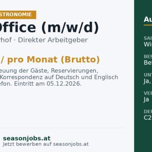 Front Office (m/w/d) — Gerlos, Tirol
