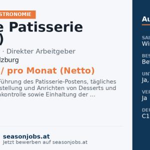 Chef de Patisserie (m/w/d) — Obertauern, Salzburg