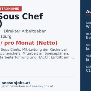 Junior Sous Chef (m/w/d) — Obertauern, Salzburg