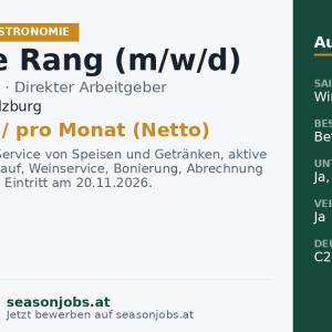Chef de Rang (m/w/d) — Obertauern, Salzburg