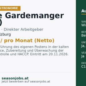 Chef de Gardemanger (m/w/d) — Obertauern, Salzburg