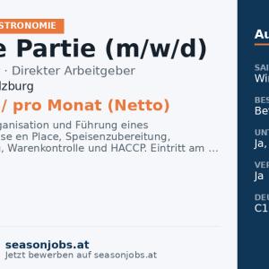 Chef de Partie (m/w/d) — Obertauern, Salzburg