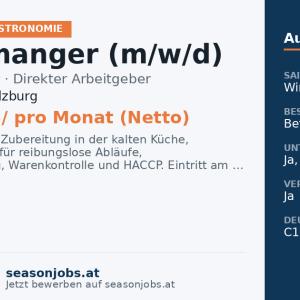 Gardemanger (m/w/d) — Obertauern, Salzburg