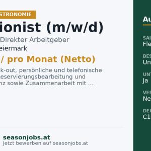 Rezeptionist (m/w/d) — Schladming, Steiermark