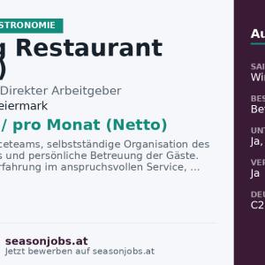 Leitung Restaurant (m/w/d) — Schladming, Steiermark