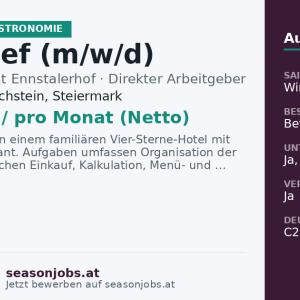 Souschef (m/w/d) — Ramsau am Dachstein, Steiermark