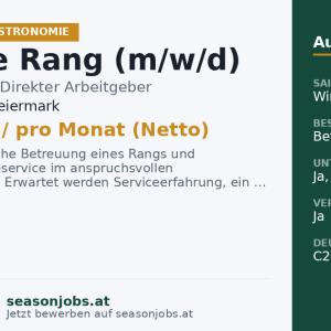 Chef de Rang (m/w/d) — Schladming, Steiermark