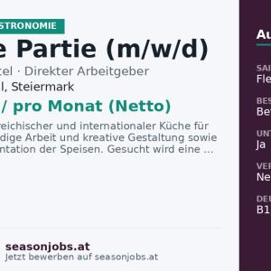 Chef de Partie (m/w/d) — Haus im Ennstal, Steiermark