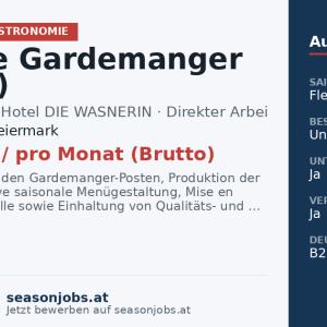 Chef de Gardemanger (m/w/d) — Bad Aussee, Steiermark