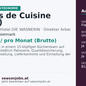 Commis de Cuisine (m/w/d) — Bad Aussee, Steiermark