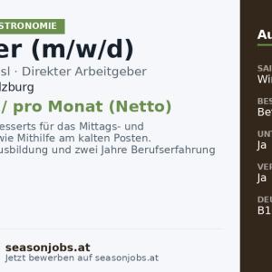 Patissier (m/w/d) — Obertauern, Salzburg