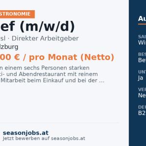 Souschef (m/w/d) — Obertauern, Salzburg