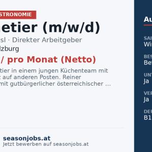 Entremetier (m/w/d) — Obertauern, Salzburg