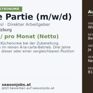 Chef de Partie (m/w/d) — Obertauern, Salzburg