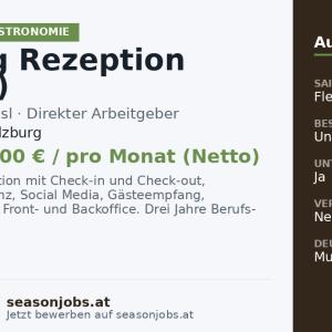 Leitung Rezeption (m/w/d) — Obertauern, Salzburg