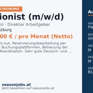 Rezeptionist (m/w/d) — Obertauern, Salzburg