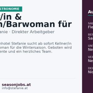 Kellner/in & Barman/Barwoman für die Wintersaison — Hippach, Tirol