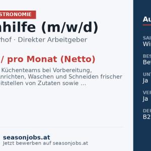 Küchenhilfe (m/w/d) — Gerlos, Tirol