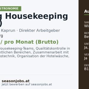 Leitung Housekeeping (m/w/d) — Kaprun, Salzburg