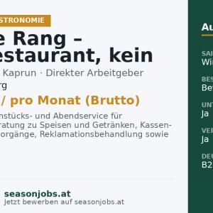 Chef de Rang – Hotelrestaurant, kein À-la-carte (m/w/d) — Kaprun, Salzburg