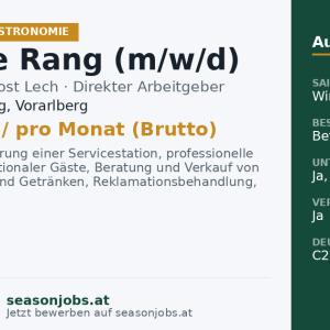Chef de Rang (m/w/d) — Lech am Arlberg, Vorarlberg