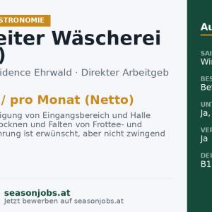 Mitarbeiter Wäscherei (m/w/d) — Ehrwald, Tirol