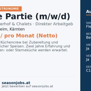 Chef de Partie (m/w/d) — Bad Kleinkirchheim, Kärnten