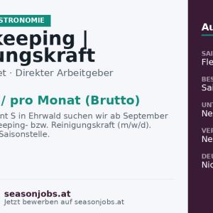 Housekeeping | Reinigungskraft (m/w/d) — Ehrwald, Tirol