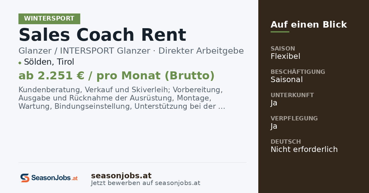 Sales Coach Rent — Sölden, Tirol