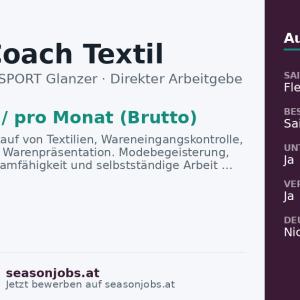 Sales Coach Textil — Sölden, Tirol