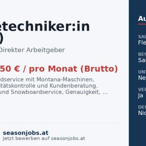 Servicetechniker:in (m/w/d) — Hintertux, Tirol