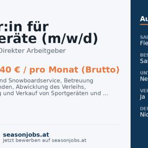 Berater:in für Sportgeräte (m/w/d) — Hintertux, Tirol