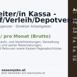 Mitarbeiter/in Kassa - Verkauf/Verleih/Depotverwaltung — Fiss, Tirol