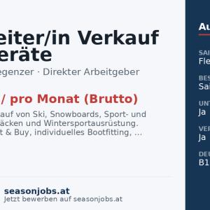 Mitarbeiter/in Verkauf Sportgeräte — Fiss, Tirol