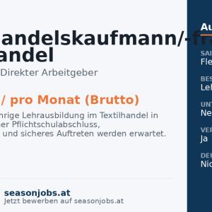 Einzelhandelskaufmann/-frau Textilhandel — Sölden, Tirol