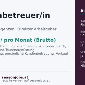 Kundenbetreuer/in Verleih — Fiss, Tirol