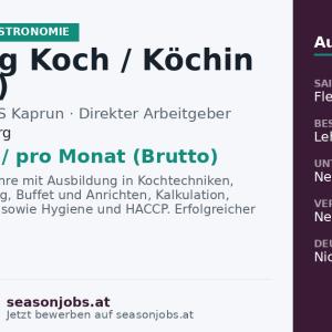 Lehrling Koch / Köchin (m/w/d) — Kaprun, Salzburg