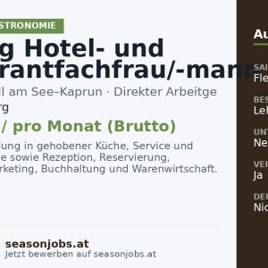 Lehrling Hotel- und Restaurantfachfrau/-mann (m/w/d) — Kaprun, Salzburg