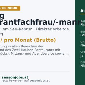 Lehrling Restaurantfachfrau/-mann (m/w/d) — Kaprun, Salzburg