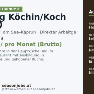 Lehrling Köchin/Koch (m/w/d) — Kaprun, Salzburg