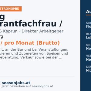 Lehrling Restaurantfachfrau / Restaurantfachmann (m/w/d) — Kaprun, Salzburg
