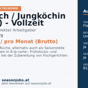 Jungkoch / Jungköchin (m/w/d) - Vollzeit — Kaprun, Salzburg