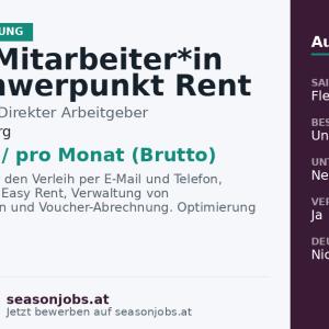 Office Mitarbeiter*in mit Schwerpunkt Rent (VZ/TZ) Jahresstelle ab Nov. 26 — Kaprun, Salzburg