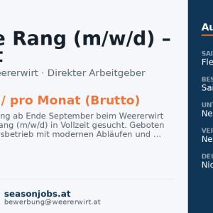 Chef de Rang (m/w/d) – Vollzeit — Weer, Tirol