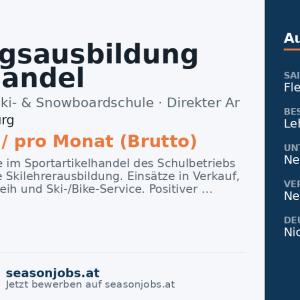 Lehrlingsausbildung Einzelhandel Sportartikel (m/w/d) — Flachau, Salzburg