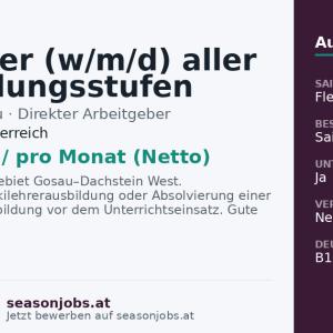 Skilehrer (w/m/d) aller Ausbildungsstufen — Gosau, Oberösterreich